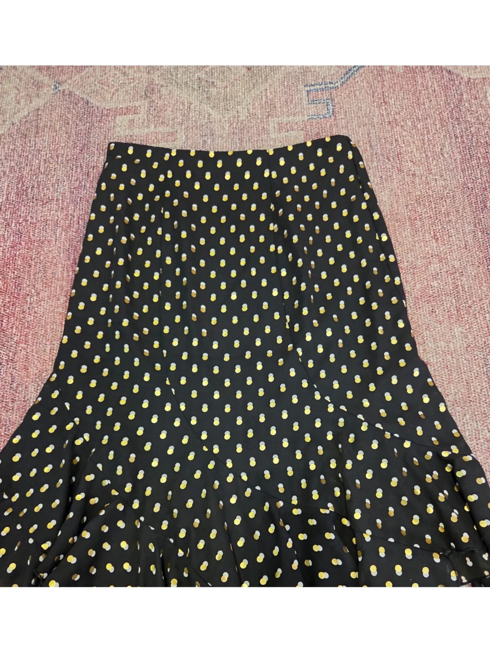 Who what wear gold polka dot midi skirt A line fit and flare size 6